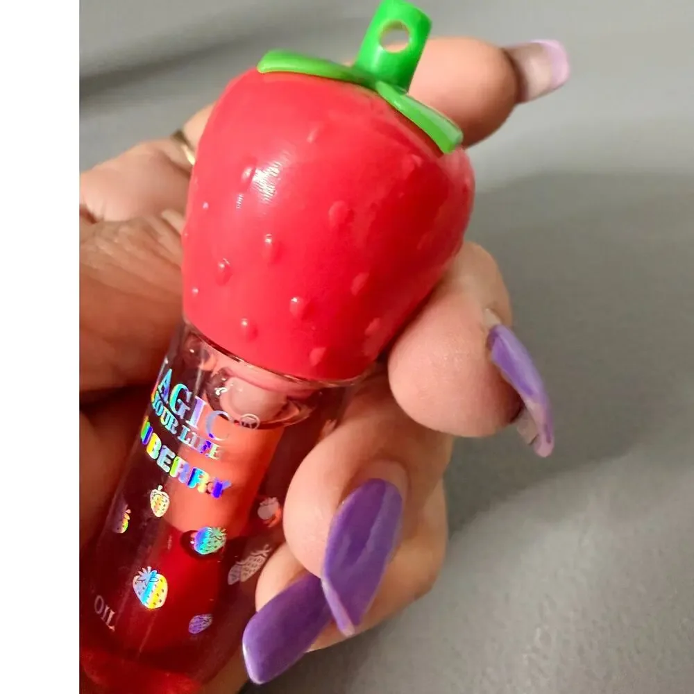 Strawberry Lip Oil Cute Kawaii Moisturizing Gloss Keychain